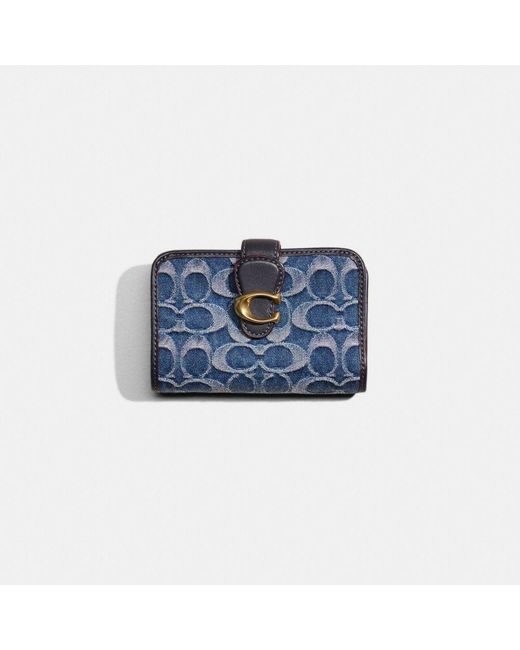 COACH Blue Restored Tabby Medium Wallet In Signature Denim