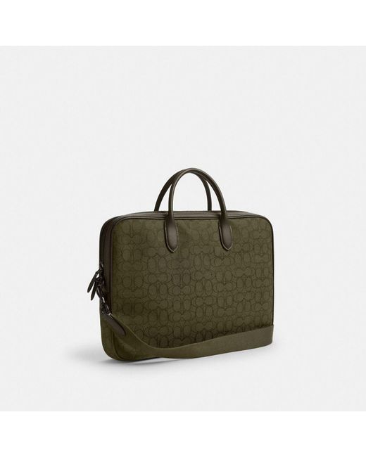COACH Green Theo Work Bag In Signature Jacquard for men