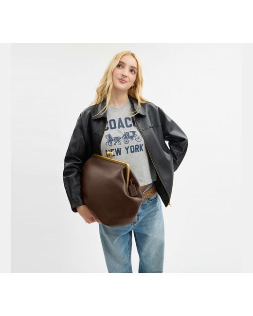 COACH Black Large Kisslock Frame Bag