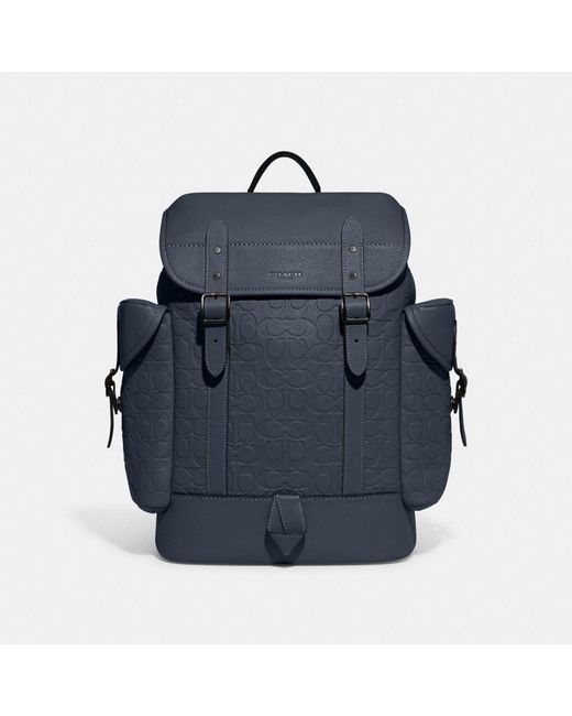 COACH Blue Hitch Backpack In Signature Leather for men
