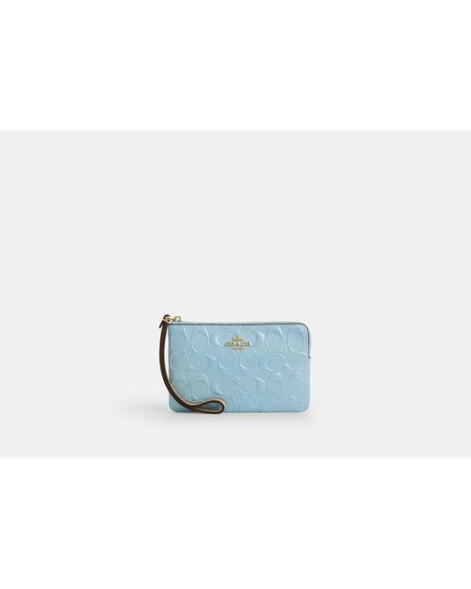 COACH Black Corner Zip Wristlet With Charm