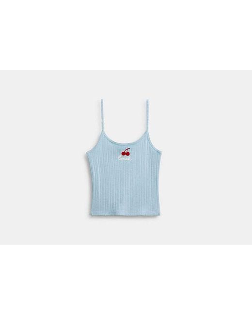 COACH Blue Cherry Pointelle Tank