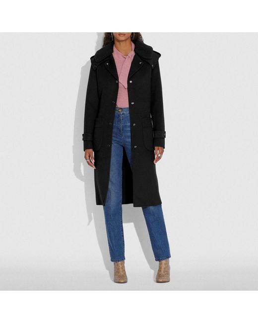 black midi coat womens