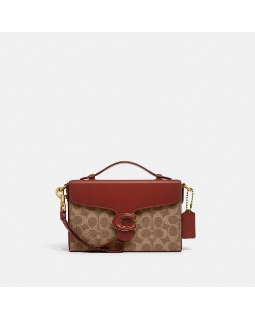 COACH Brown Tabby Box Bag In Signature Canvas