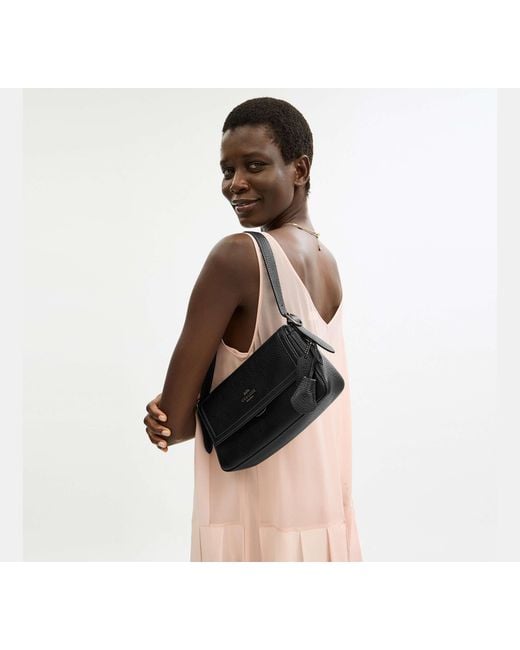 COACH Black Etta Small Flap Shoulder Bag