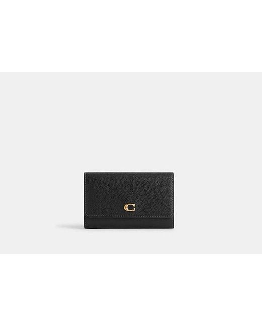 COACH Black Essential Medium Flap Wallet