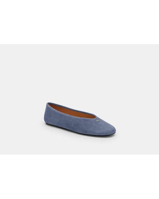 COACH Blue Suede Ballerinas 'Houston'