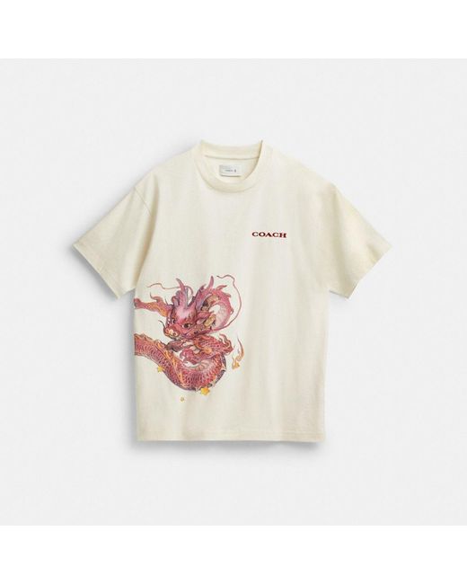 COACH White New Year T Shirt With Dragon for men