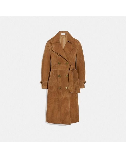 COACH Brown Suede Trench Coat