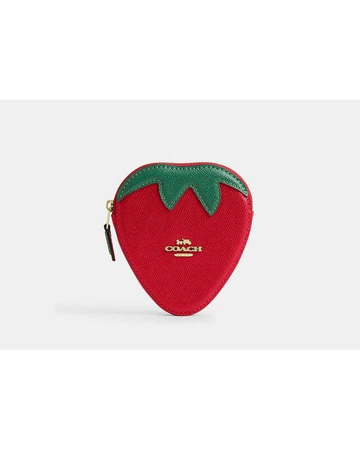 COACH Black Strawberry Coin Case