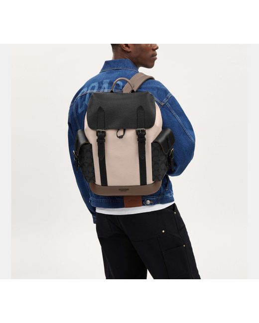 COACH Black Hudson Backpack - White | Pvc for men