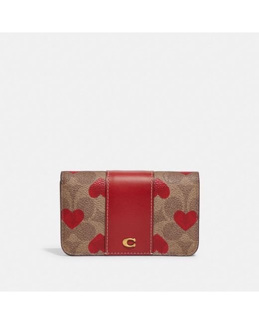 COACH Slim Card Case In Signature Canvas With Heart Print in Red Lyst UK