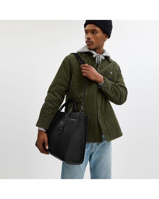 COACH Black Wesley Tote In Maxi Signature Leather for men