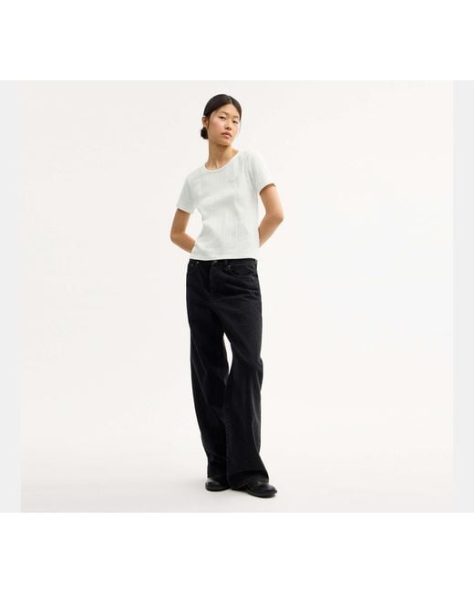 COACH Black Pointelle T-Shirt