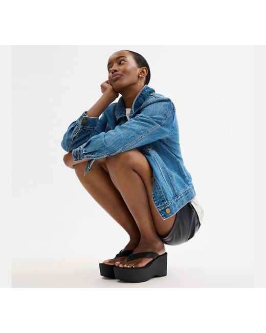 COACH Black Sculpted C Platform Flip Flop