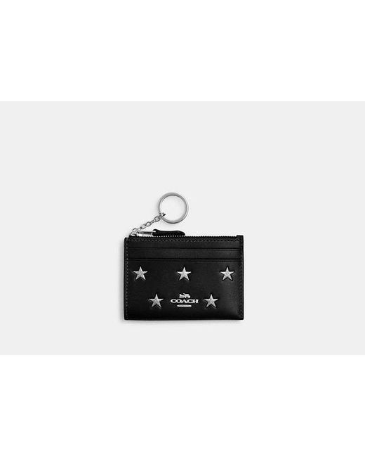 COACH Black Mini Id Case With Star Print
