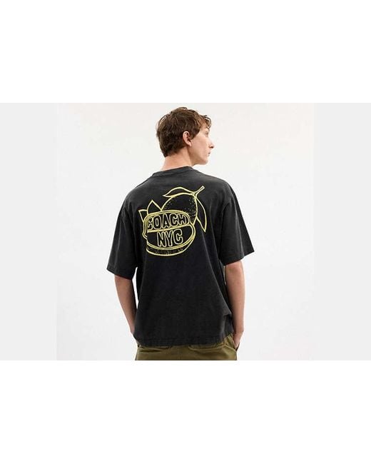 COACH Black Lemon Relaxed T-Shirt for men