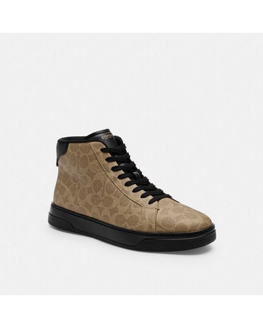 COACH Brown High Line High Top Sneaker In Signature Canvas for men