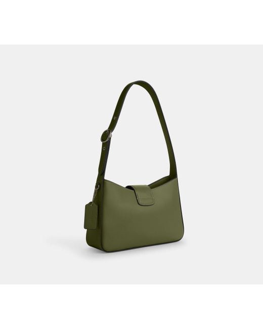 COACH Green Eliza Shoulder Bag With Leather Covered Closure