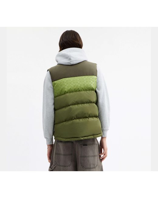 COACH Green Reversible Colorblock Down Vest for men