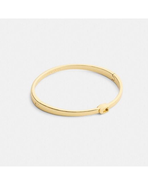 COACH Metallic Thin Signature Hinged Bangle