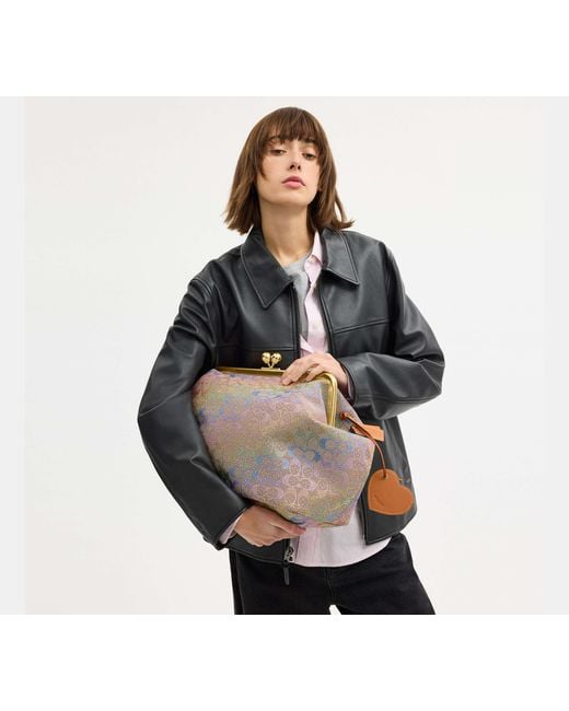 COACH Black Large Kisslock Frame Bag