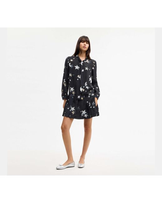 COACH Black Tie Neck Star Dress