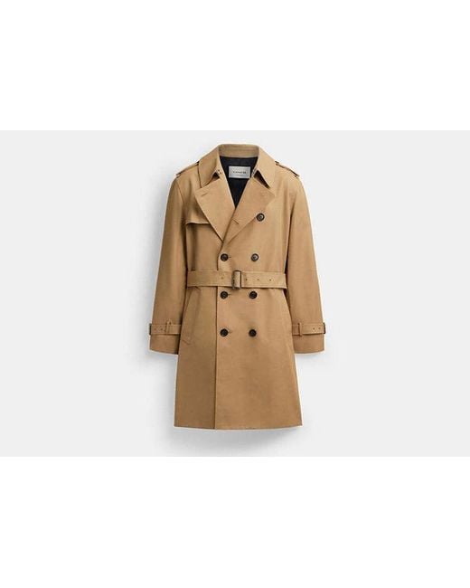 COACH Natural Cotton Polyester Trench Coat for men