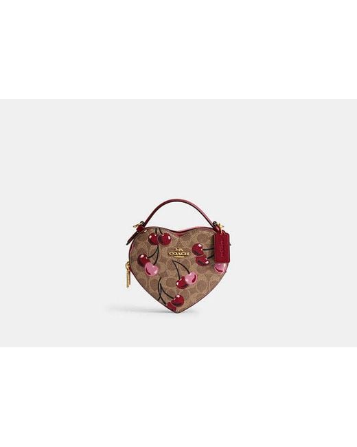 COACH Black Heart Crossbody Bag With Cherry Print