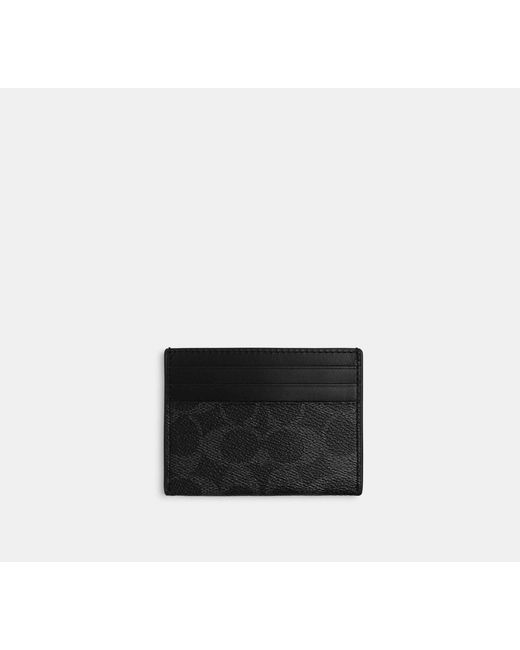COACH Black Card Case In Signature Canvas for men