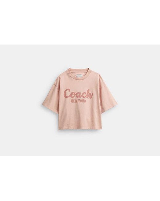 COACH Black Cursive Signature Cropped T-shirt