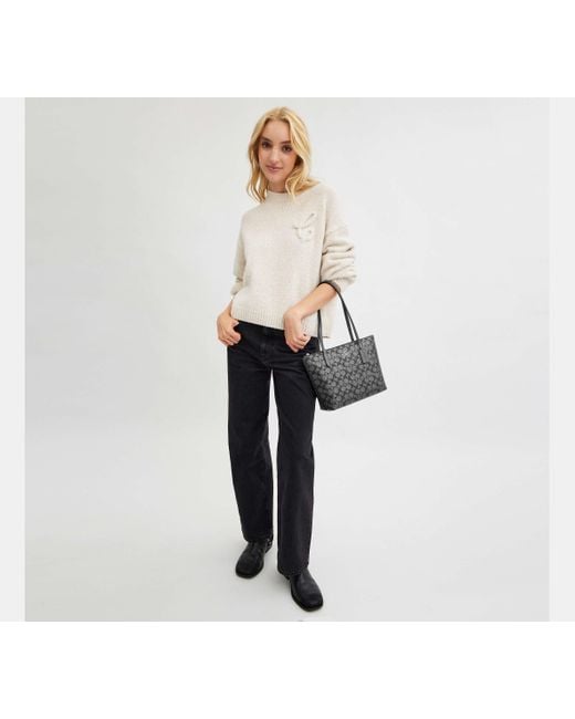 COACH Black Fiona Tote Aus Signature-Canvas Mit Reißverschluss