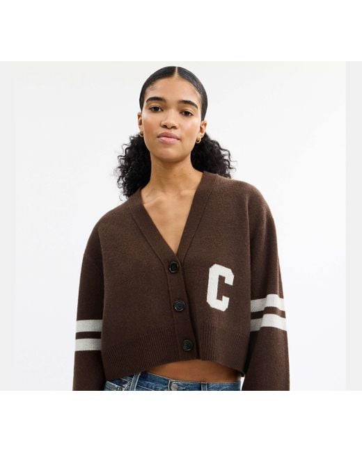 COACH Black Cropped Cardigan Mit „Horse And Carriage“ Motiv