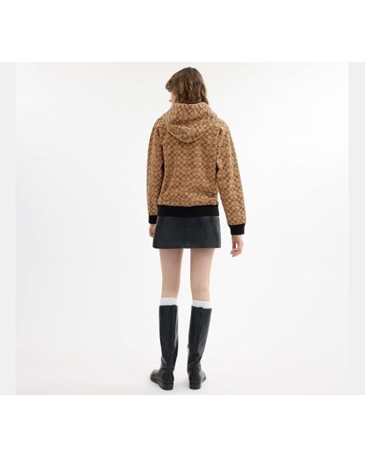 COACH Black All Over Signature Hoodie Mit Reißverschluss