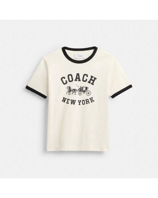 COACH White Horse And Carriage Ringer T Shirt In Organic Cotton