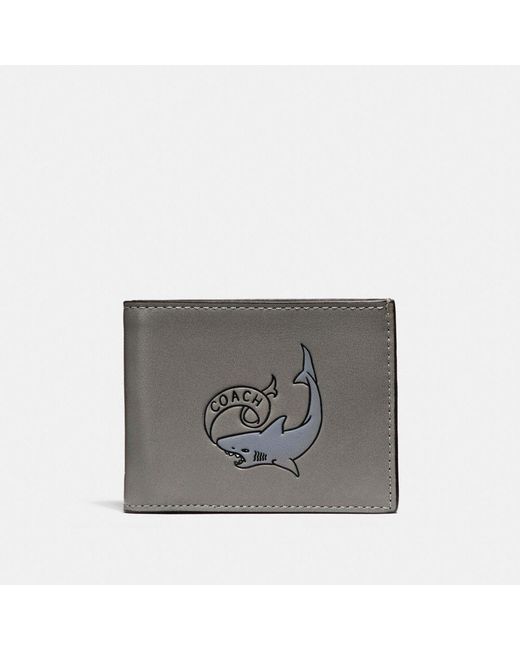COACH Gray Slim Billfold Wallet With Tattoo for men
