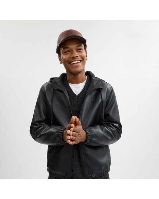 COACH Brown Leather Baseball Hat