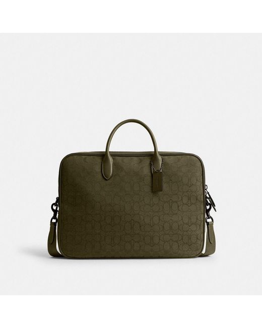 COACH Green Theo Work Bag In Signature Jacquard for men
