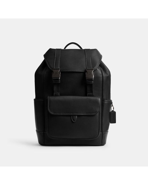 COACH Black League Flap Backpack for men