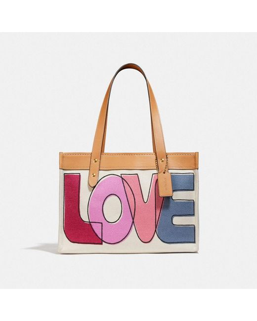 COACH Pink Tote 33 With Love Print