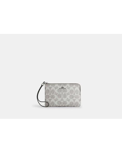 Bolso Pouch Con Cremallera Corner En Lona De Firma COACH de color Black