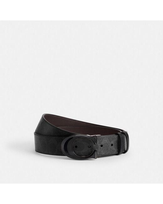 COACH Black Signature Buckle Cut To Size Reversible Belt%2c 38mm for men