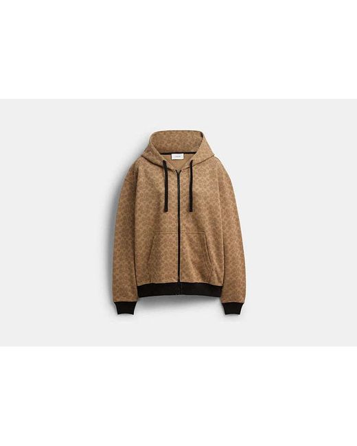 COACH Natural All Over Signature Zip Hoodie