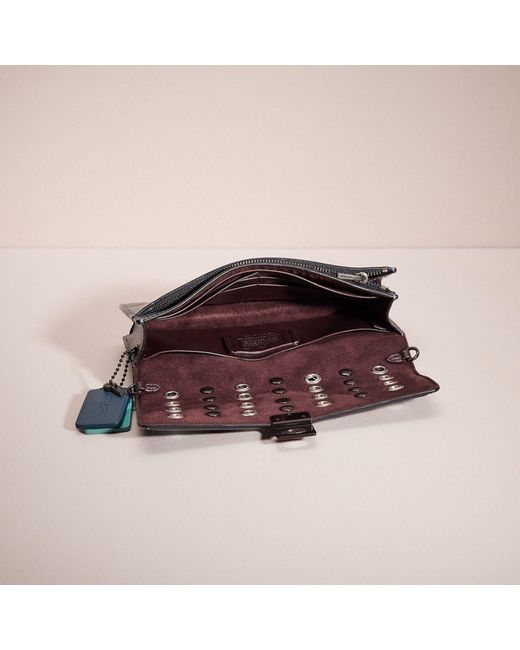 COACH Blue Upcrafted Hutton Clutch With Colorblock Quilting