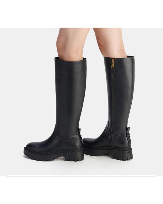 COACH Black Julietta Knee High Leather Boots