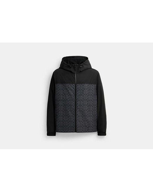 COACH Black Signature Full Zip Windbreaker for men