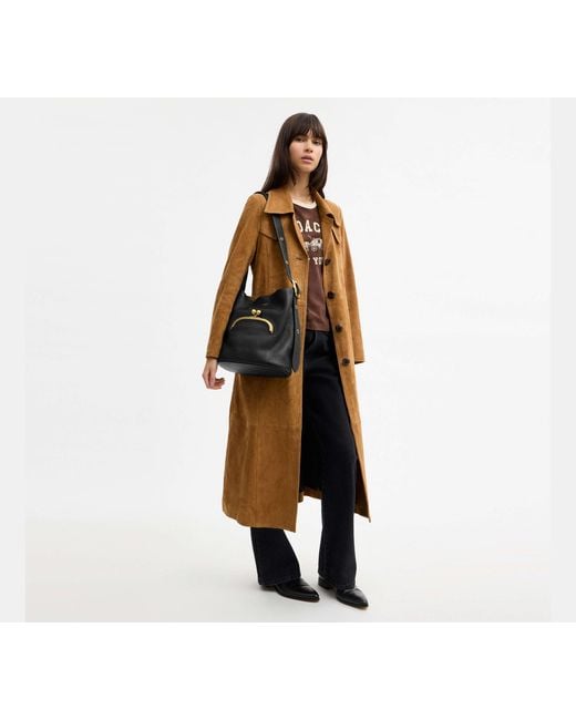 COACH Black Bleecker Bucket Bag With Kisslock