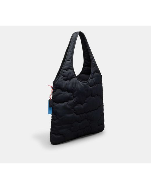 COACH Black Topia Loop Flat Tote With Cloud Quilting