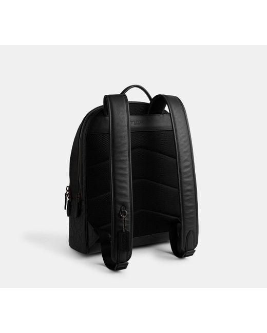 COACH Black Charter Backpack In Signature Leather for men