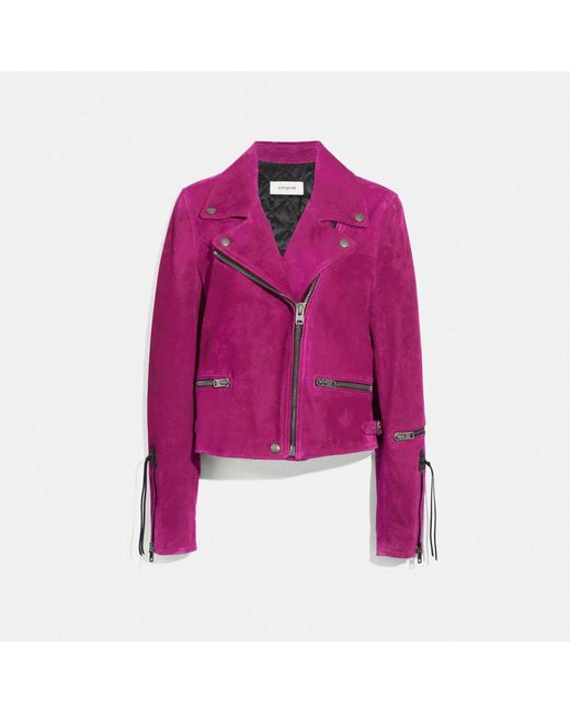 COACH Pink Zipped Biker Jacket